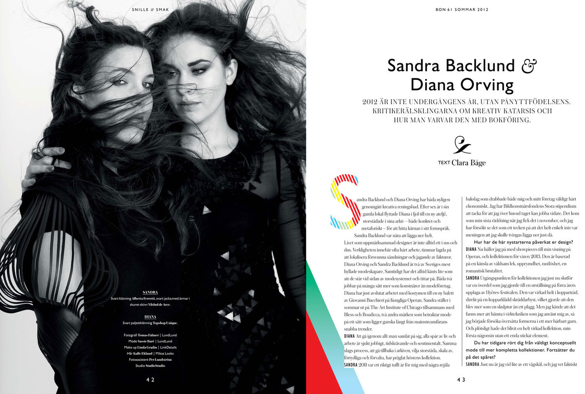 LUNDLUND : Bon Magazine - Sandra Backlund & Diana Orving LUNDLUND : Bon Magazine - Sandra Backlund & Diana Orving